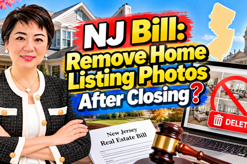 New Jersey proposed law on removing interior real estate listing photos after closing, featuring Realtor Jasmine Tsui and home buyer privacy protections in Central Jersey