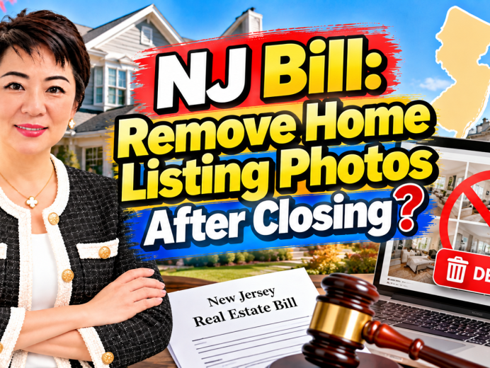 New Jersey proposed law on removing interior real estate listing photos after closing, featuring Realtor Jasmine Tsui and home buyer privacy protections in Central Jersey